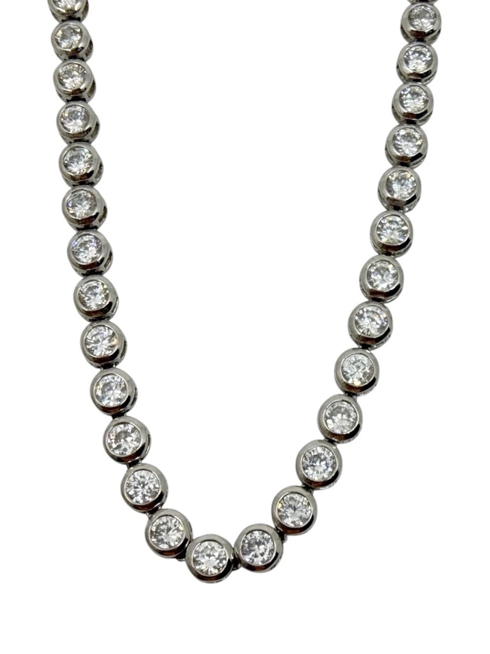 925 sterling silver cubic zirconia tennis chain necklace - GM1063